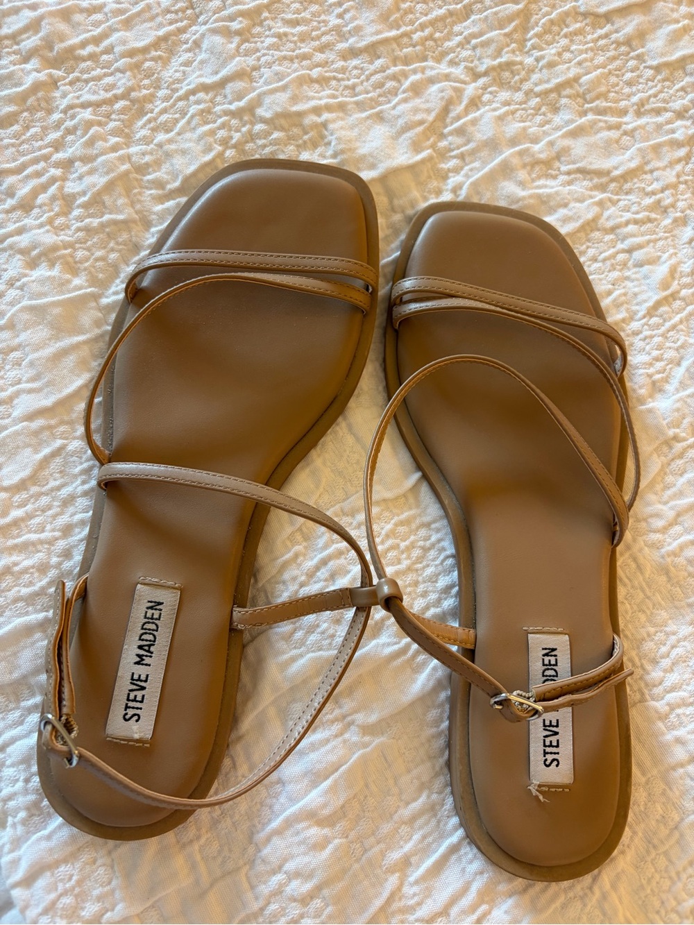 Steve Madden Tan Strappy Slide Sandals